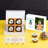 Bulk order of custom first birthday invitations (4-chocolate boxes)